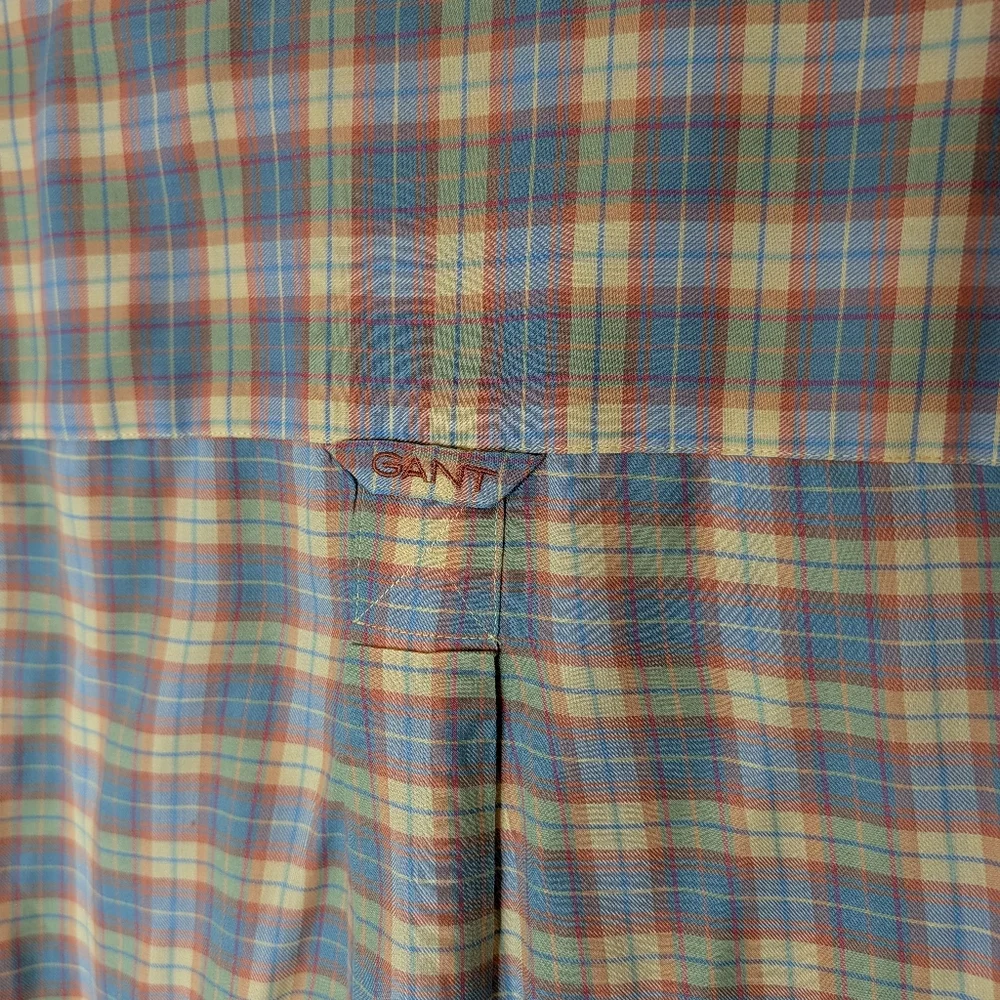 GANT Heritage Twill Plaid Short Sleeve Button Up Shirt Men's Large Vintage - Picture 5 of 9